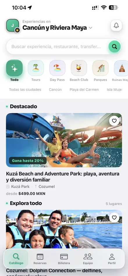 Catálogo de Rezer Partners con Privilege Experience, Full Experience, Sailing Experience e Isla Contoy Experience