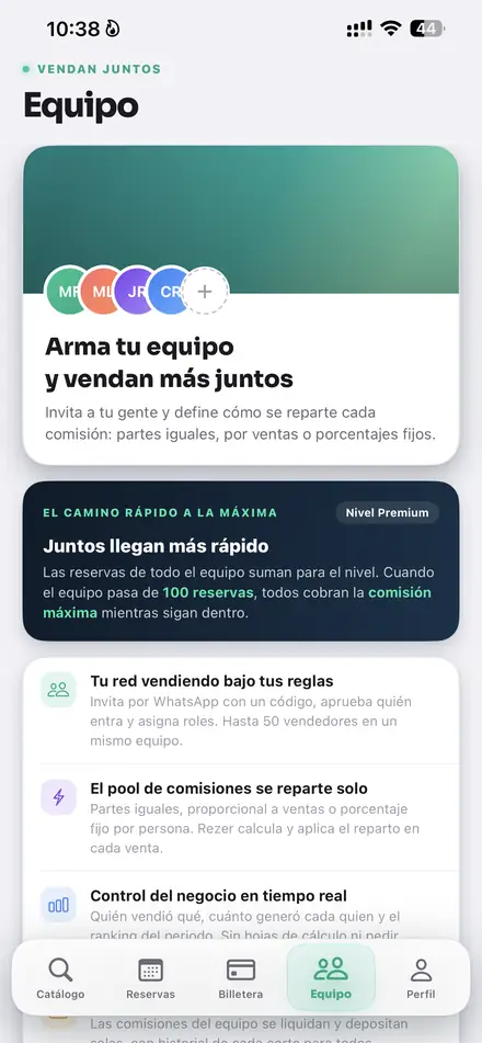 Pestaña Equipo sin equipo: Arma tu equipo y vendan más juntos